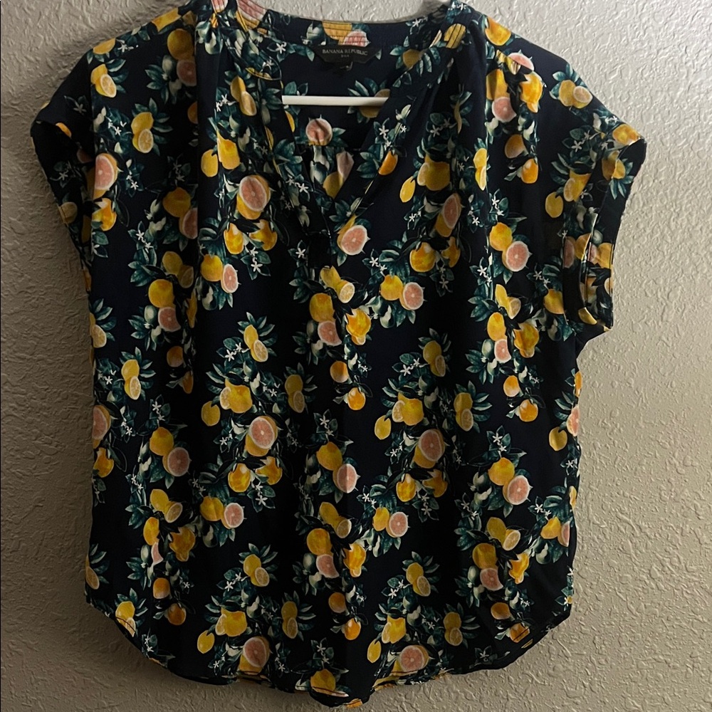 Banana Republic Navy Floral Blouse